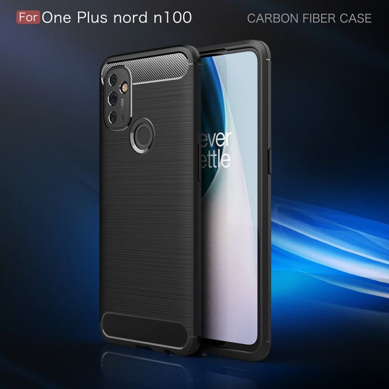 Deksel for OnePlus Nord N100 Svart Børstet Karbonfiber