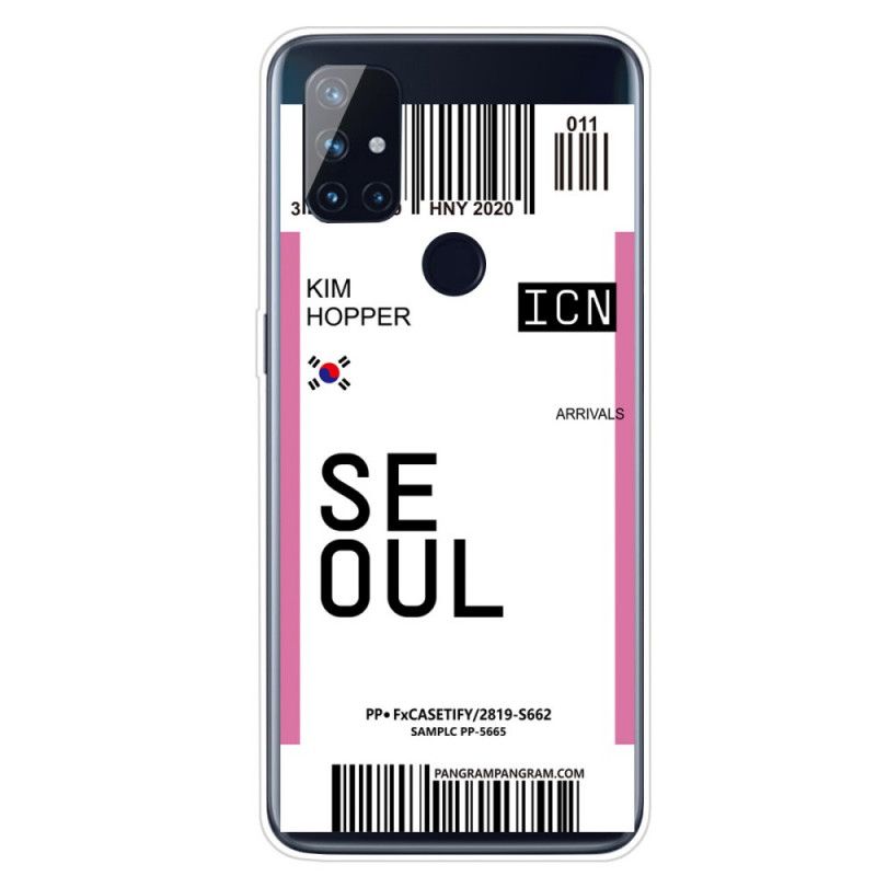 Deksel OnePlus Nord N100 Rosa Boardingkort Til Seoul