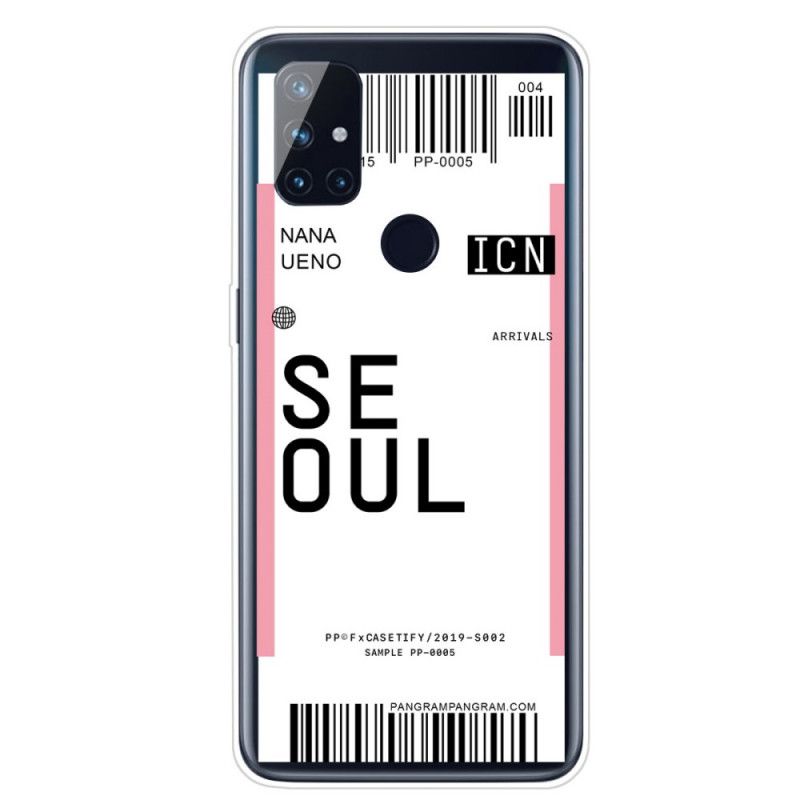 Deksel OnePlus Nord N100 Rosa Boardingkort Til Seoul