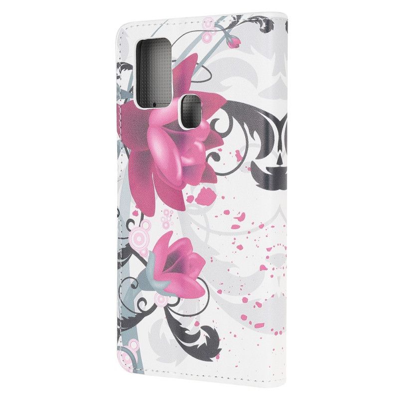 Folio Deksel for OnePlus Nord N100 Magenta Tropiske Blomster