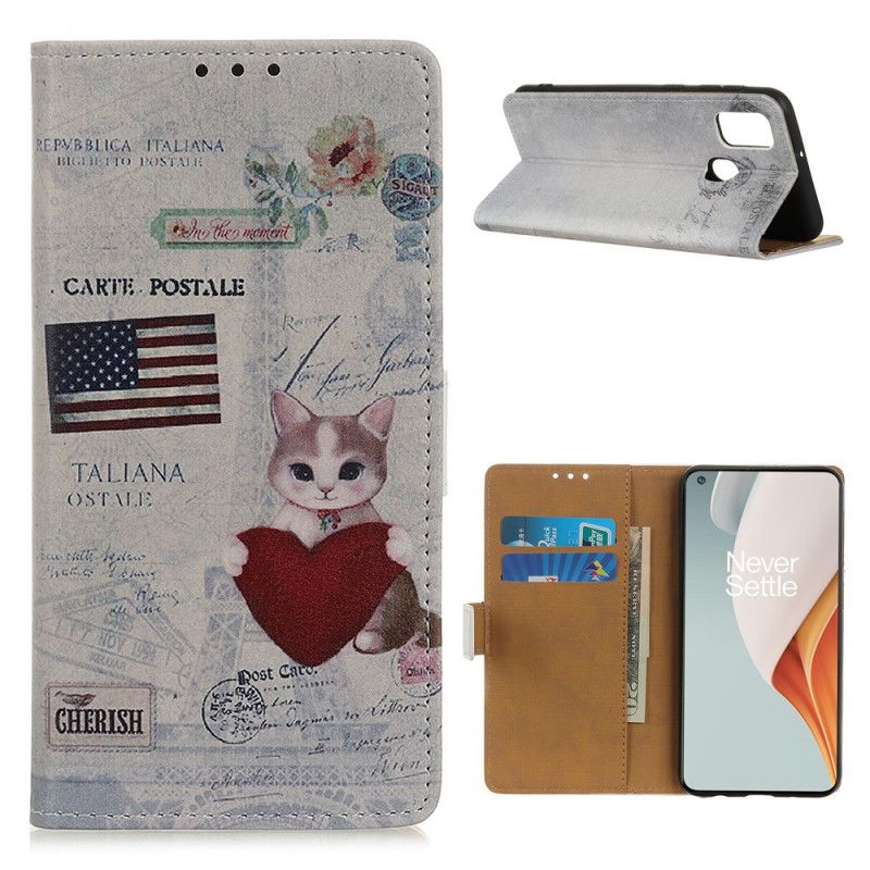 Folio Deksel for OnePlus Nord N100 Omreisende Katt