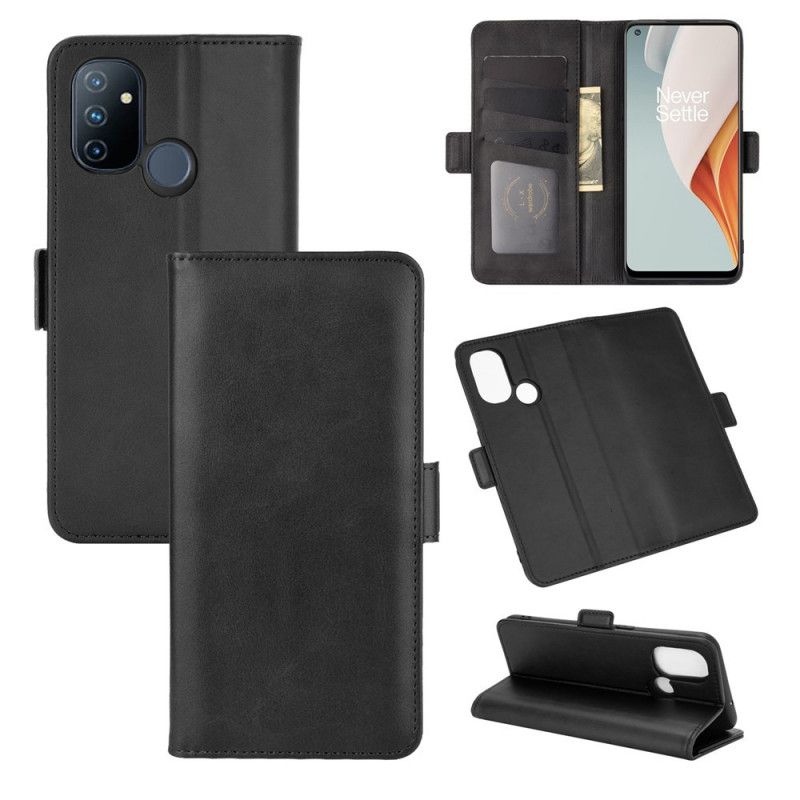 Folio Deksel for OnePlus Nord N100 Svart Dobbel Klaff