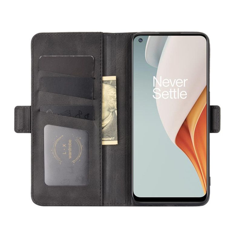 Folio Deksel for OnePlus Nord N100 Svart Dobbel Klaff