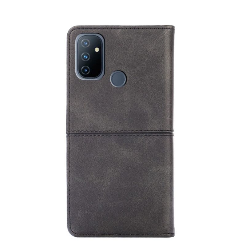 Folio Deksel OnePlus Nord N100 Svart Couture Skinnstil Anti-fall