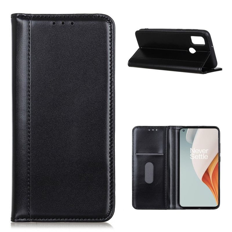 Folio Deksel OnePlus Nord N100 Svart Premium Delt Skinn