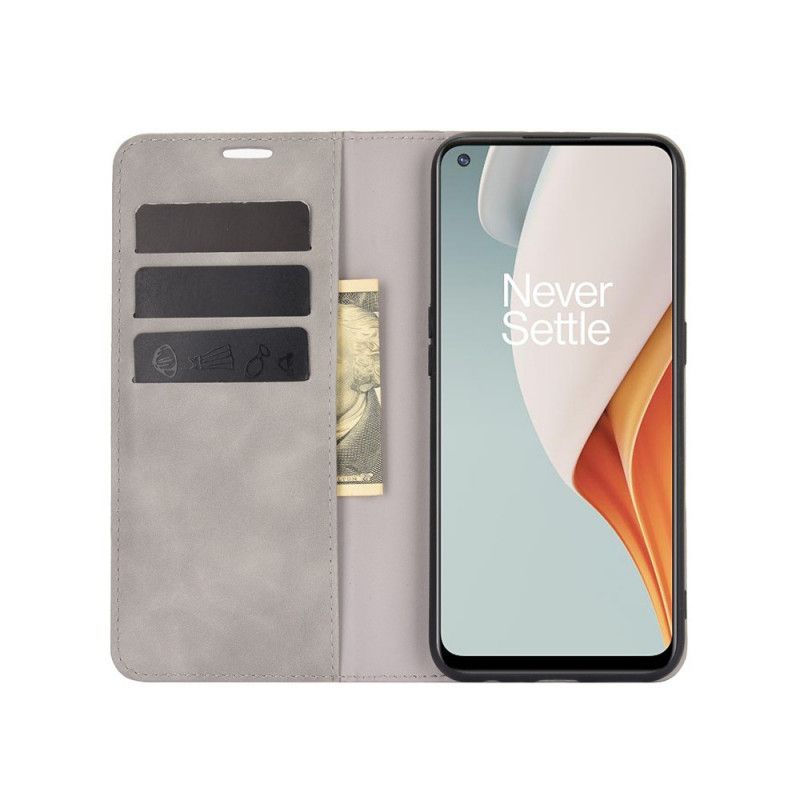 Folio Deksel OnePlus Nord N100 Svart Silkemyk Skinneffekt