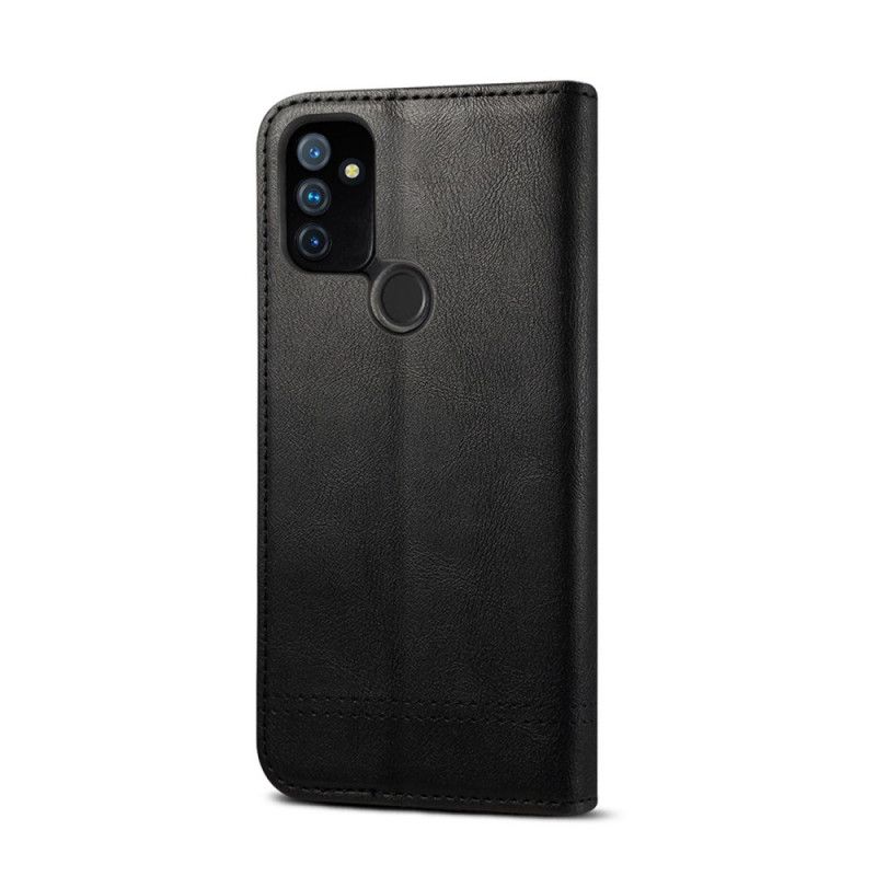 Folio Deksel OnePlus Nord N100 Svart Sydd Skinneffekt