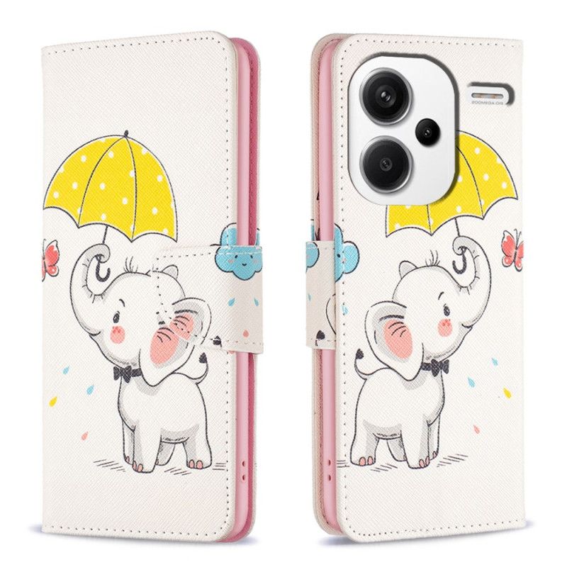 Folio Deksel Xiaomi Redmi Note 13 Pro Plus 5g Paraply Og Elefant