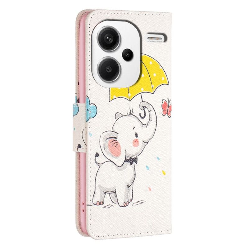 Folio Deksel Xiaomi Redmi Note 13 Pro Plus 5g Paraply Og Elefant