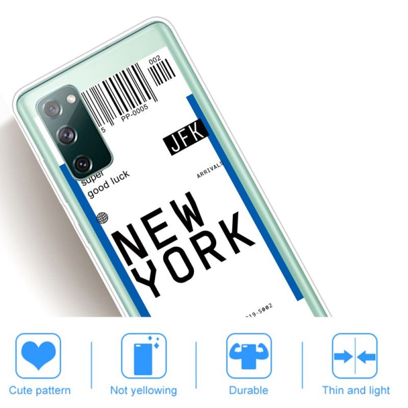 Deksel for Samsung Galaxy S20 FE Svart Ombordstigningskort Til New York