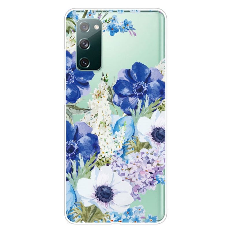 Deksel Samsung Galaxy S20 FE Gjennomsiktige Akvarellblå Blomster