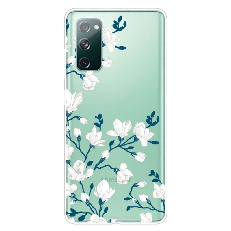 Deksel Samsung Galaxy S20 FE Hvite Blomster Beskyttelse