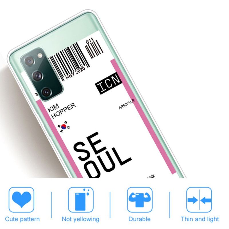 Deksel Samsung Galaxy S20 FE Magenta Boardingkort Til Seoul