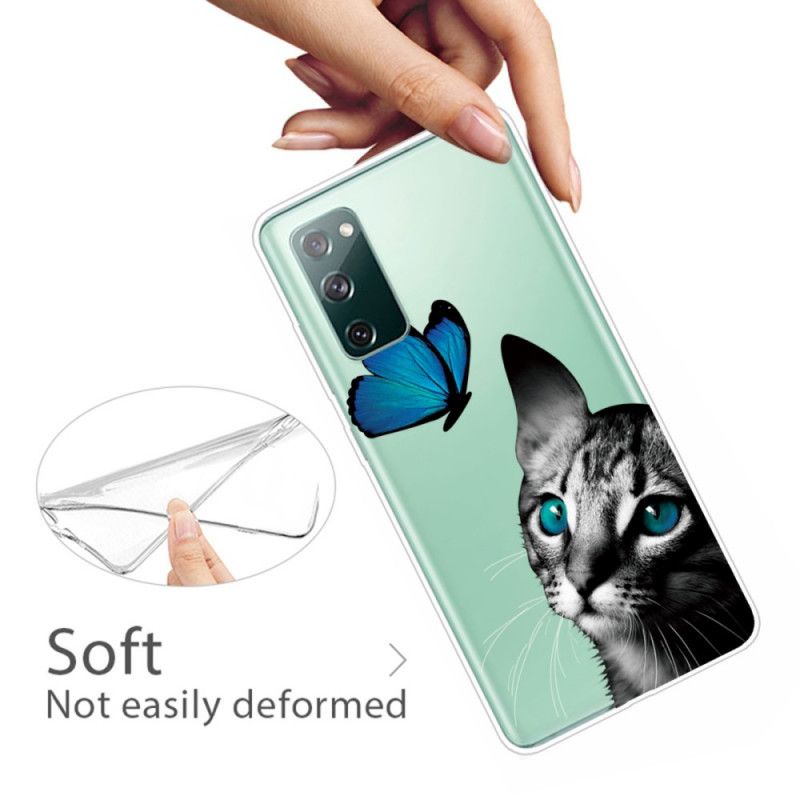 Deksel Samsung Galaxy S20 FE Mobildeksel Katt Og Sommerfugl