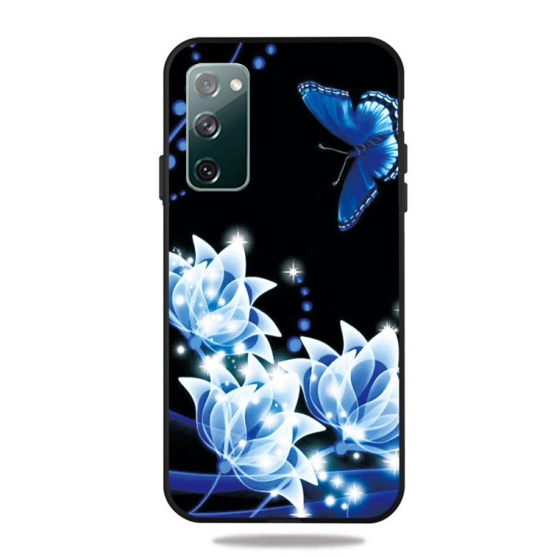 Deksel Samsung Galaxy S20 FE Mobildeksel Sommerfugl Og Blå Blomster