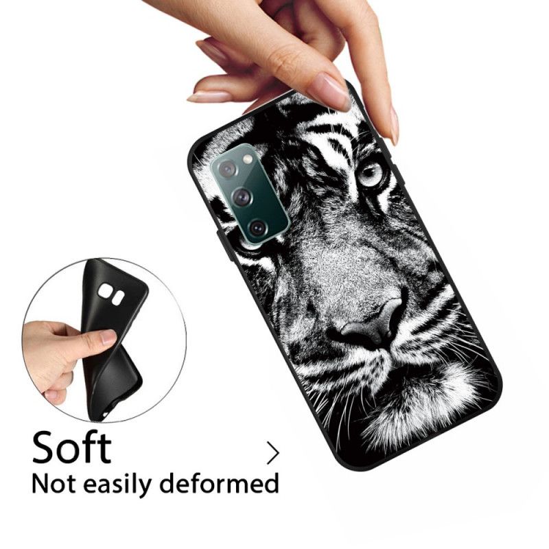 Deksel Samsung Galaxy S20 FE Svart Og Hvit Tiger Anti-fall