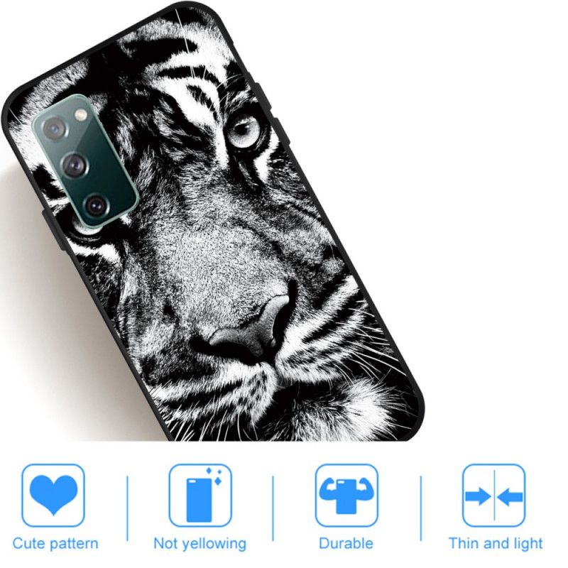 Deksel Samsung Galaxy S20 FE Svart Og Hvit Tiger Anti-fall