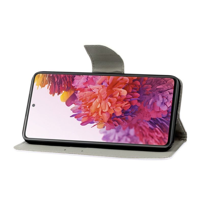 Folio Deksel for Samsung Galaxy S20 FE Fargede Blader Med Stropp