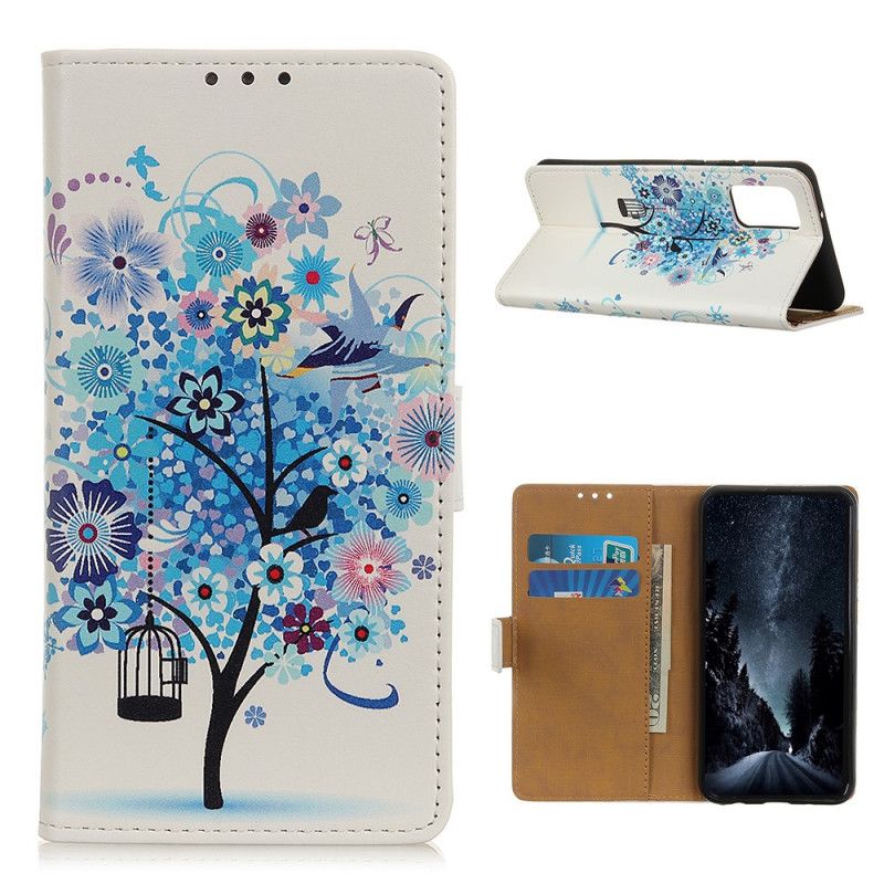 Folio Deksel for Samsung Galaxy S20 FE Oransje Blomstrende Tre