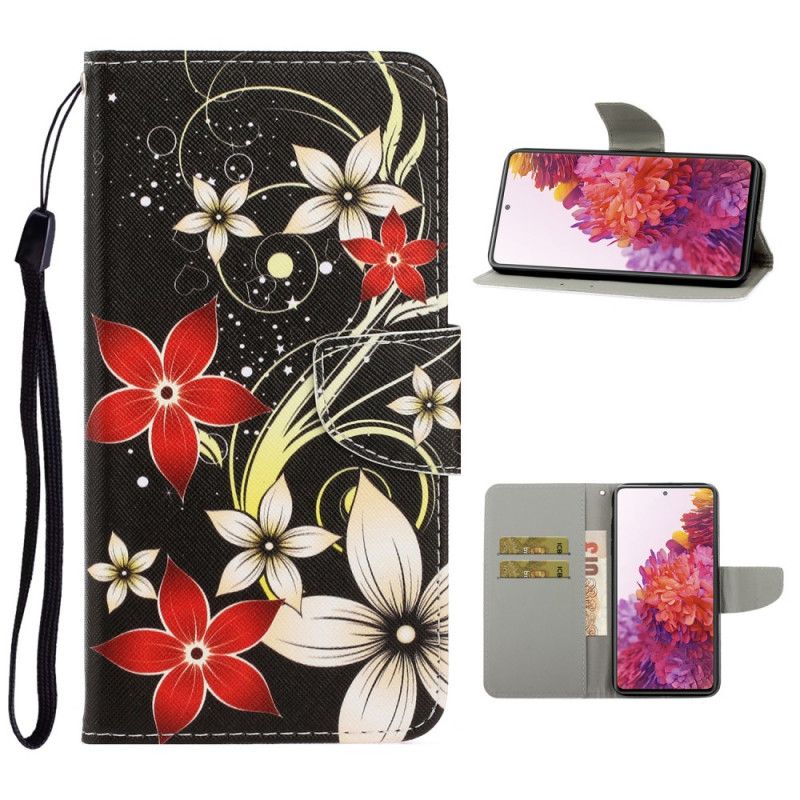 Folio Deksel Samsung Galaxy S20 FE Fargerike Blomster Med Tanga