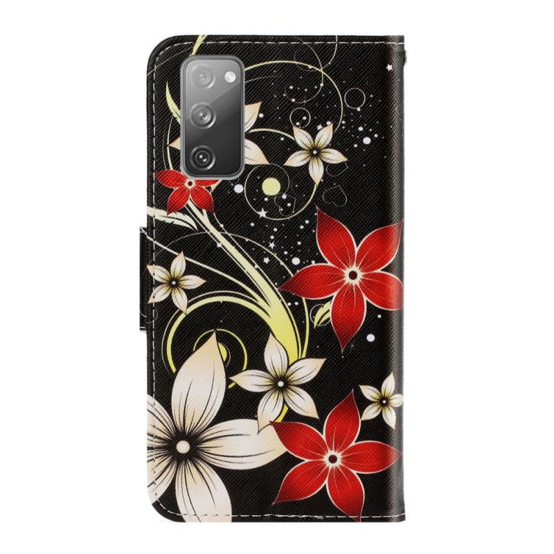 Folio Deksel Samsung Galaxy S20 FE Fargerike Blomster Med Tanga