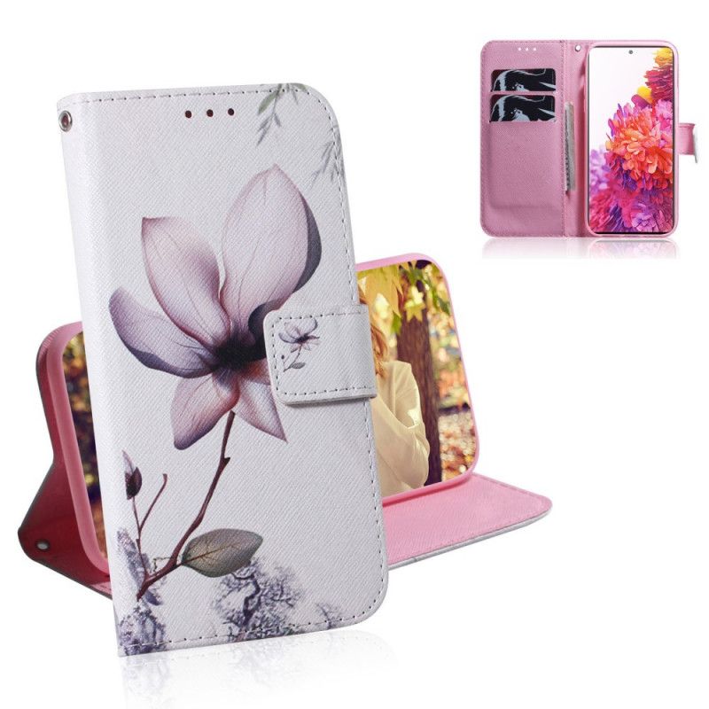 Folio Deksel Samsung Galaxy S20 FE Gammel Roseblomst