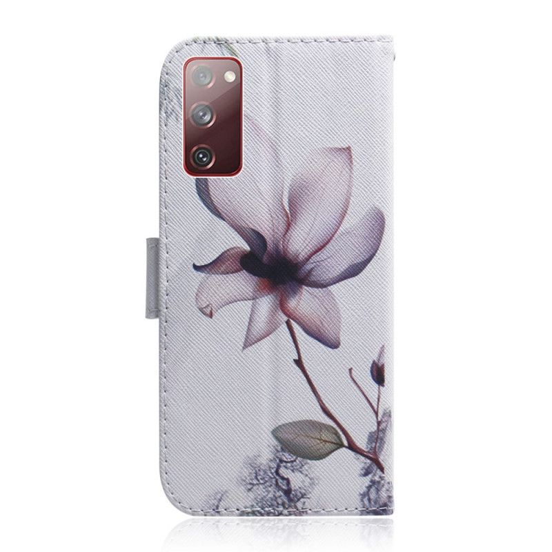 Folio Deksel Samsung Galaxy S20 FE Gammel Roseblomst