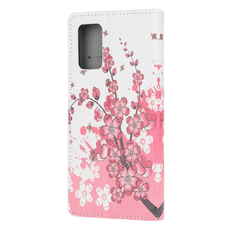 Folio Deksel Samsung Galaxy S20 FE Magenta Tropiske Blomster