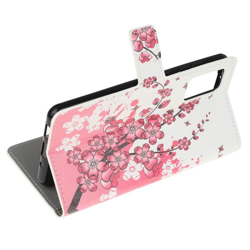 Folio Deksel Samsung Galaxy S20 FE Magenta Tropiske Blomster