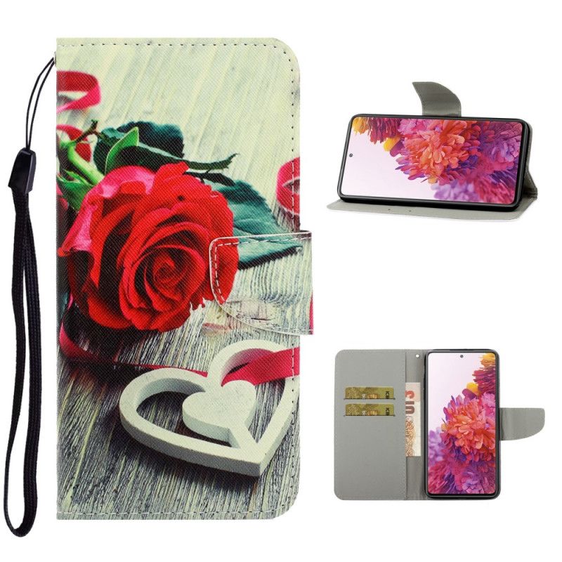 Folio Deksel Samsung Galaxy S20 FE Romantisk Rose Med Tanga Anti-fall