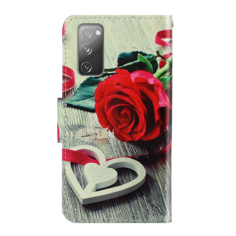 Folio Deksel Samsung Galaxy S20 FE Romantisk Rose Med Tanga Anti-fall