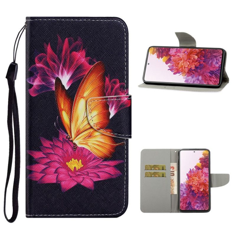 Folio Deksel Samsung Galaxy S20 FE Sommerfugl Og Lotus Anti-fall