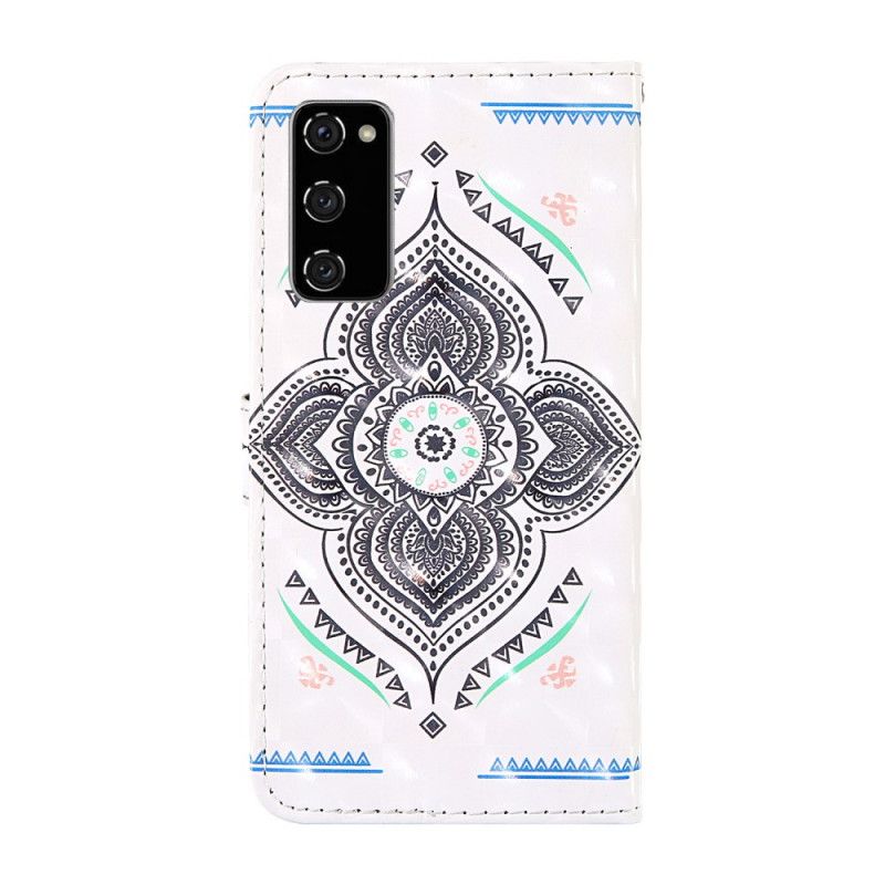 Lærdeksel Folio Deksel Samsung Galaxy S20 FE Lys Flekker Mandala Med Stropp