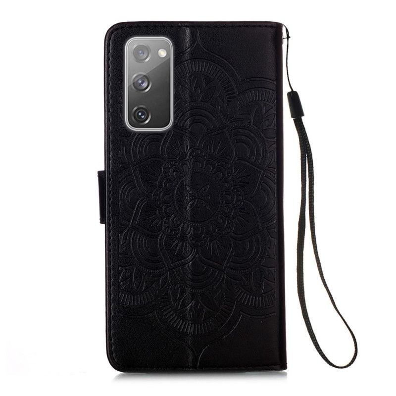 Lærdeksel Folio Deksel Samsung Galaxy S20 FE Svart Dreamcatcher-Trykk Og Stropp