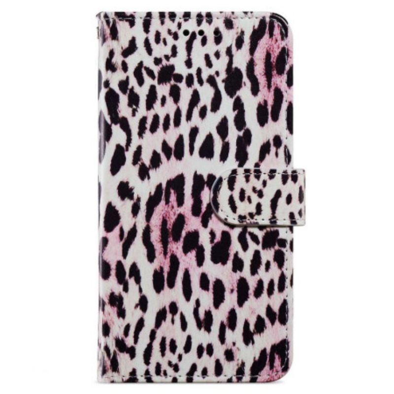 Lærdeksel Folio Deksel Oppo A98 5g Leopardmønster Med Stropp