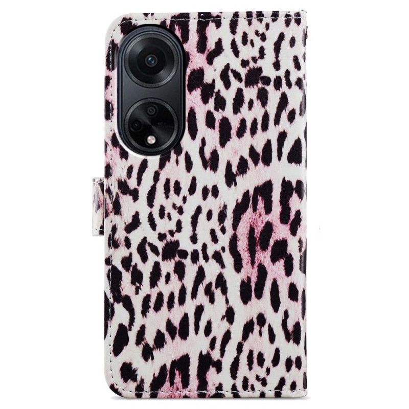 Lærdeksel Folio Deksel Oppo A98 5g Leopardmønster Med Stropp