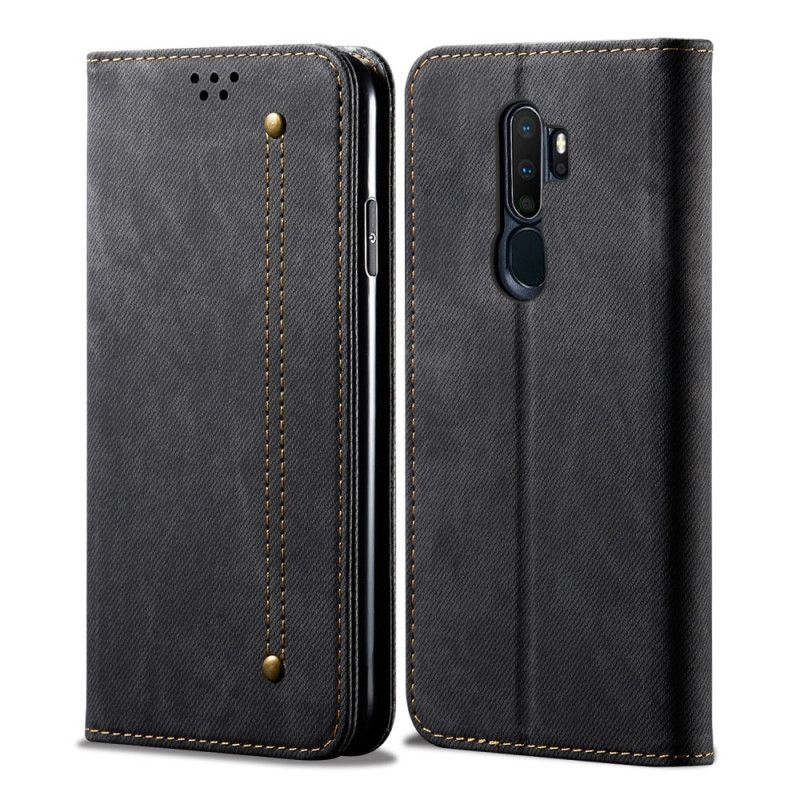 Folio Deksel Oppo A9 2020 Svart Jeansstoff Anti-fall