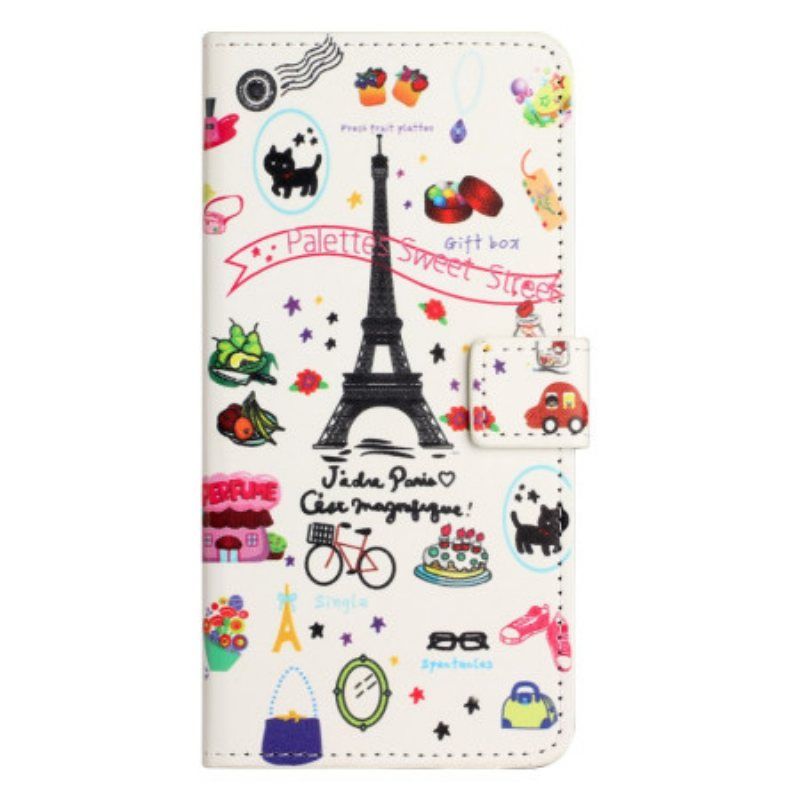 Folio Deksel Til iPhone 15 Søte Paris