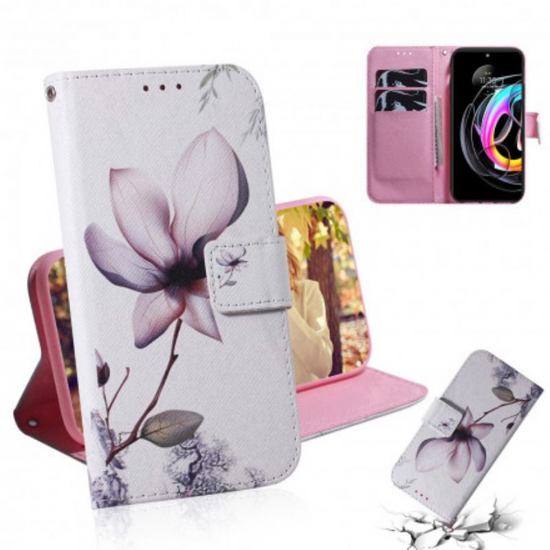 Folio Deksel Motorola Edge 20 Lite Gammel Rosa Blomst