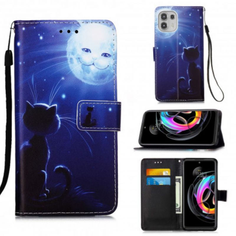 Folio Deksel Motorola Edge 20 Lite Moonlight Cat Beskyttelse Deksel