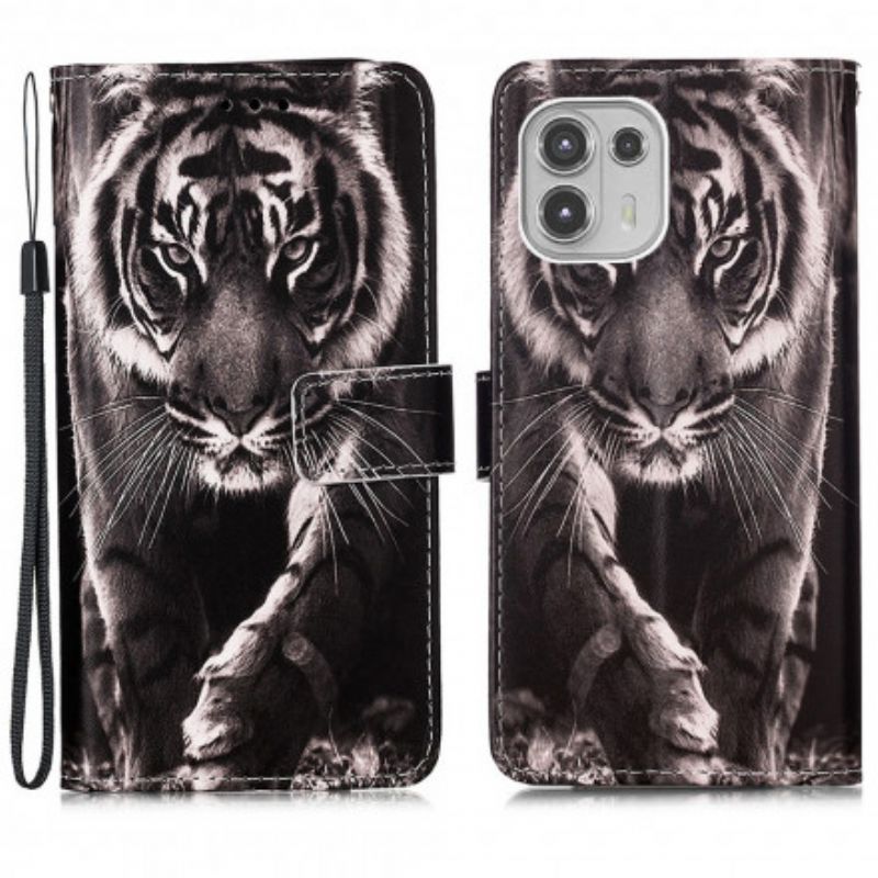 Folio Deksel Motorola Edge 20 Lite Night Tiger Beskyttelse Deksel