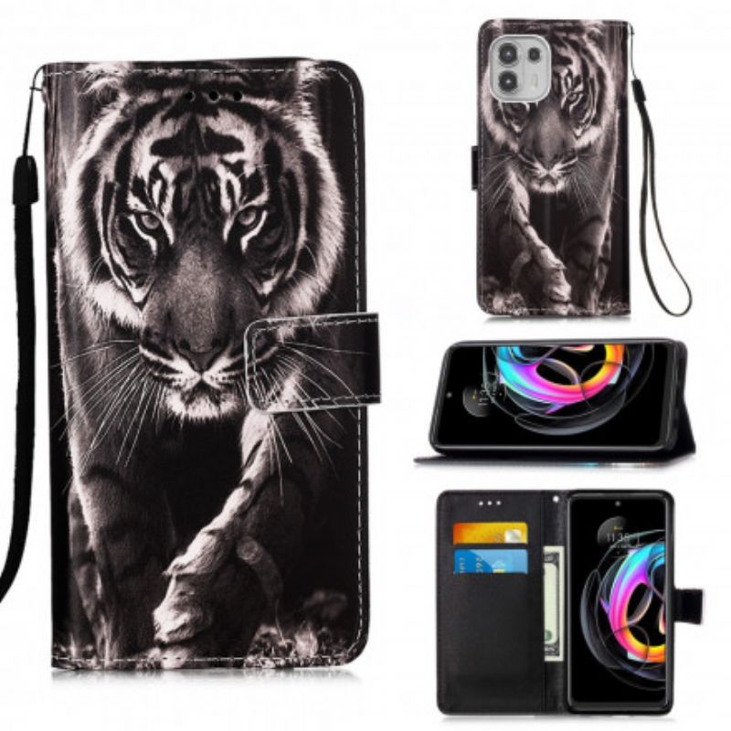 Folio Deksel Motorola Edge 20 Lite Night Tiger Beskyttelse Deksel