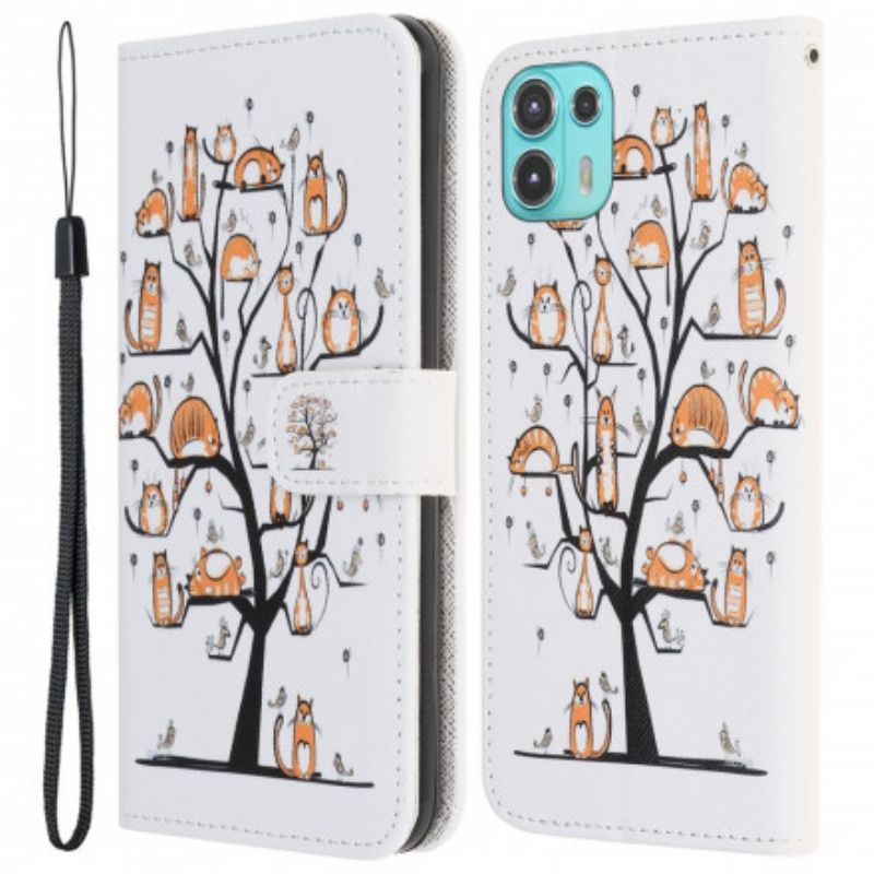 Folio Deksel Til Motorola Edge 20 Lite Funky Cats Strappy