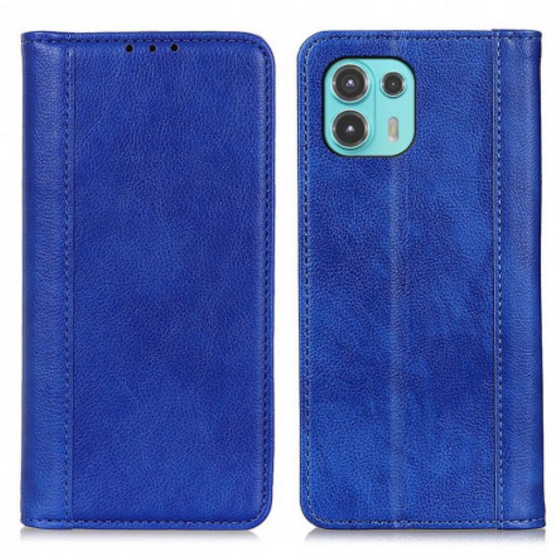 Folio Deksel Til Motorola Edge 20 Lite Litchi Split Leather-versjon