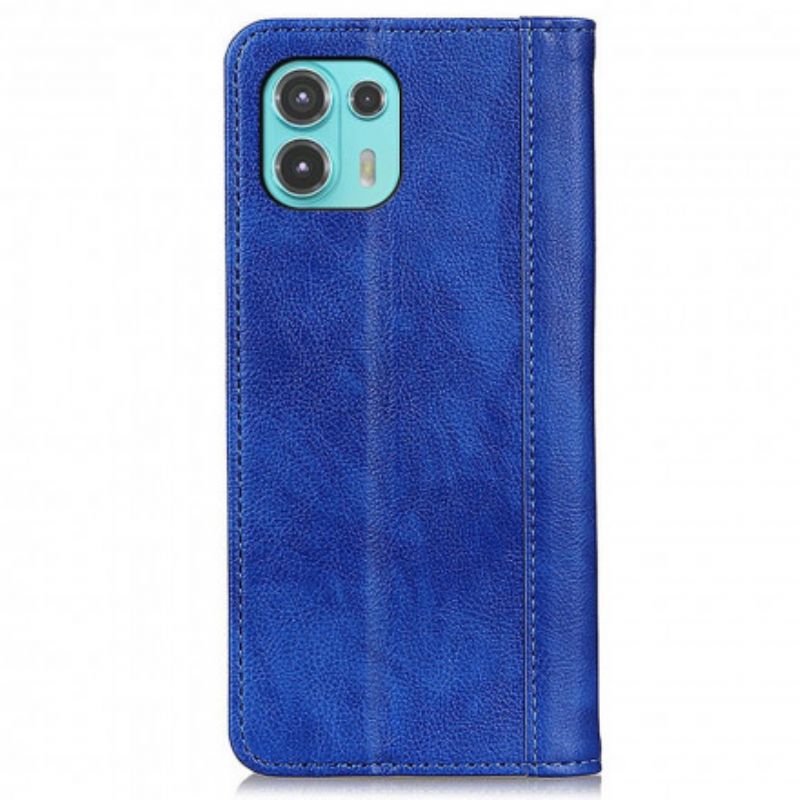 Folio Deksel Til Motorola Edge 20 Lite Litchi Split Leather-versjon