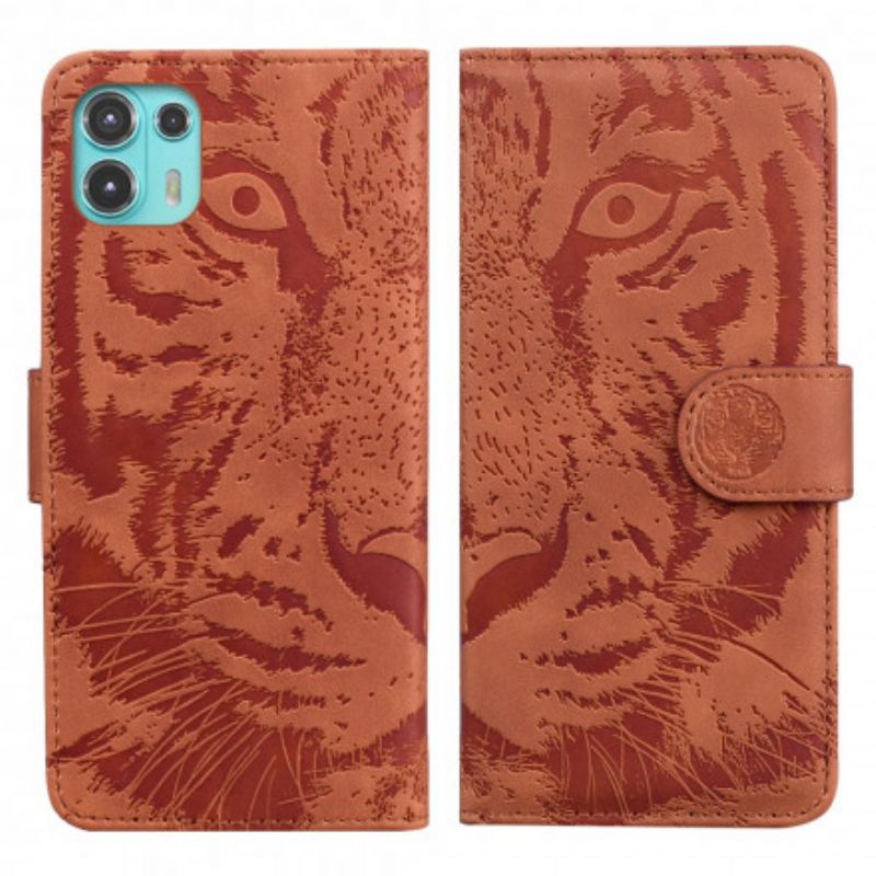 Folio Deksel Til Motorola Edge 20 Lite Tiger Face Print