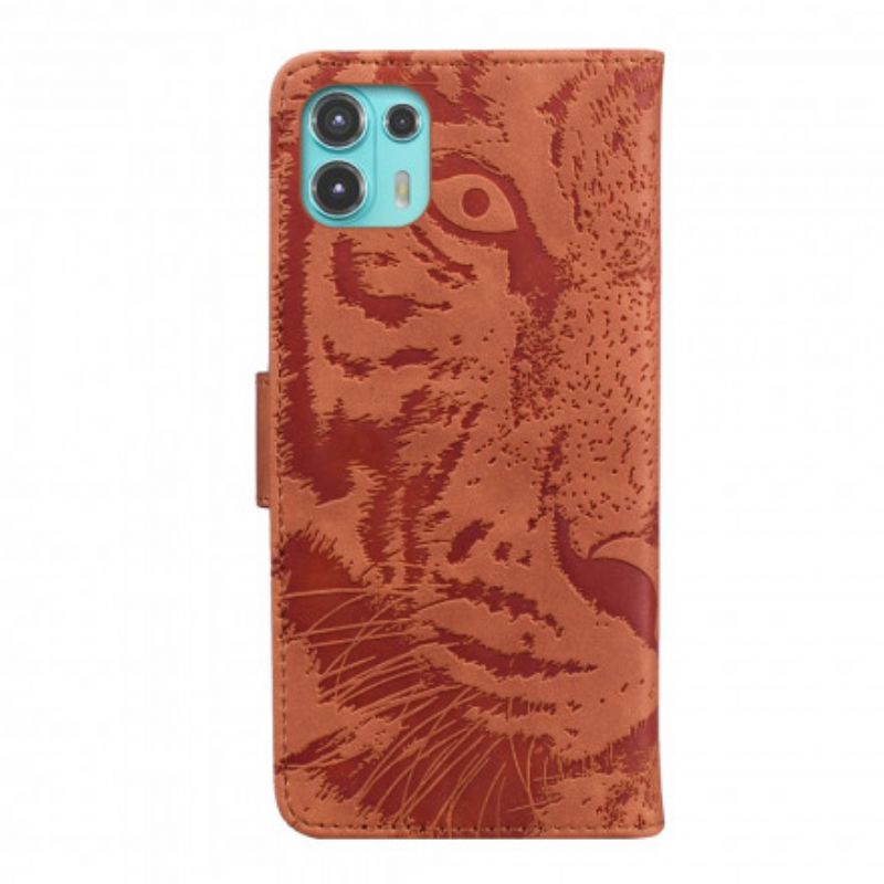 Folio Deksel Til Motorola Edge 20 Lite Tiger Face Print