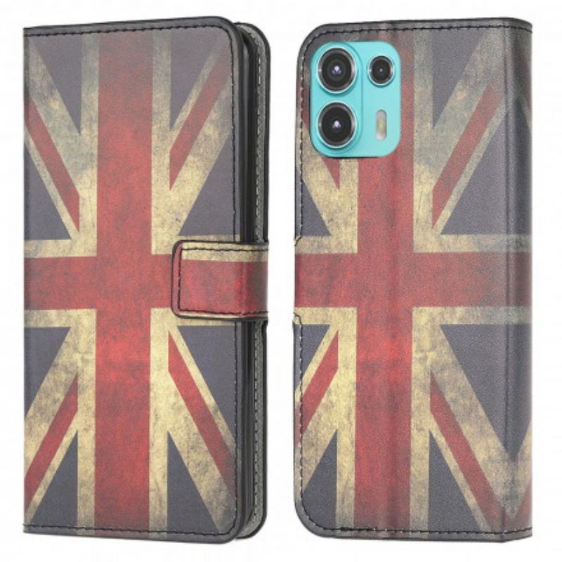 Lærdeksel Folio Deksel Motorola Edge 20 Lite England Flagg