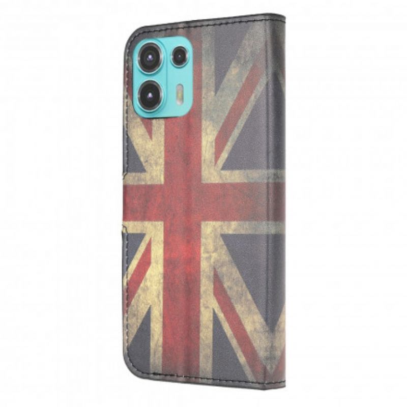 Lærdeksel Folio Deksel Motorola Edge 20 Lite England Flagg