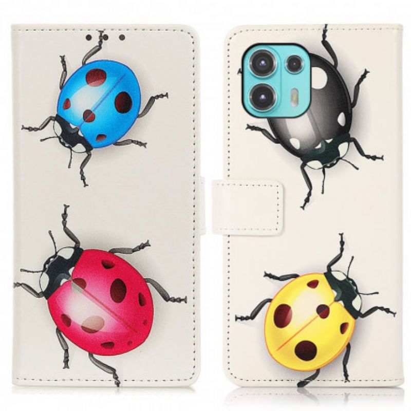 Lærdeksel Folio Deksel Motorola Edge 20 Lite Ladybugs